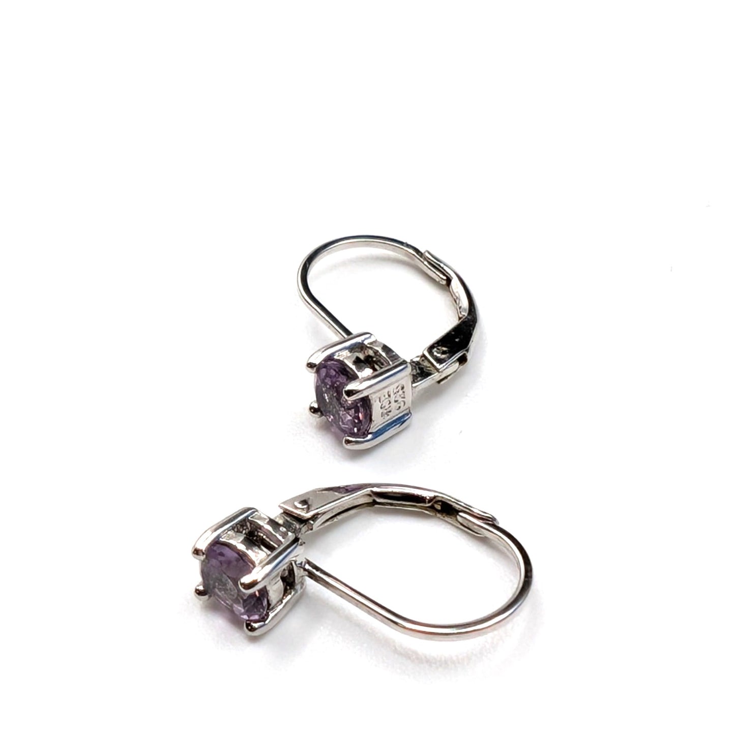 Light Purple Pink 5mm Gemstone 925 Sterling Silver Lever Back Earrings
