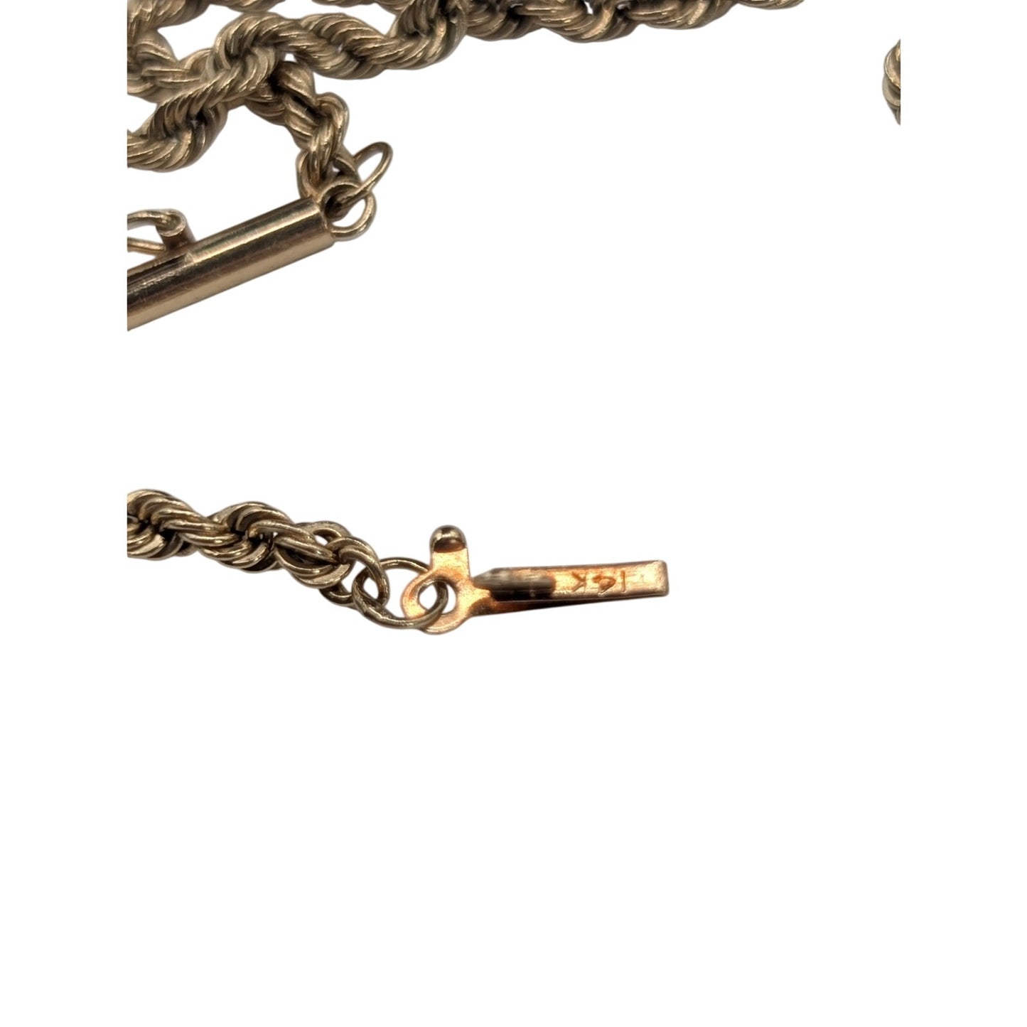 Vintage 14K Yellow Gold 18.5" Rope Chain Necklace Slide in Clasp w/ Safety 9.60g