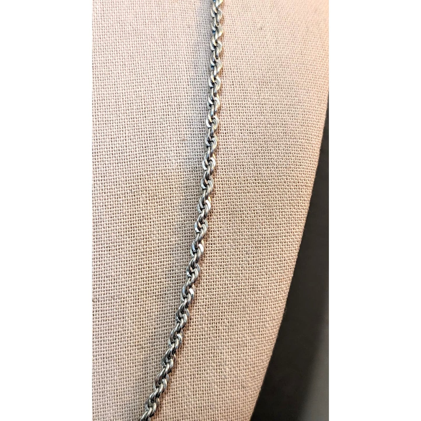 Vintage Marked Sterling 925 Rope Chain 24" Necklace