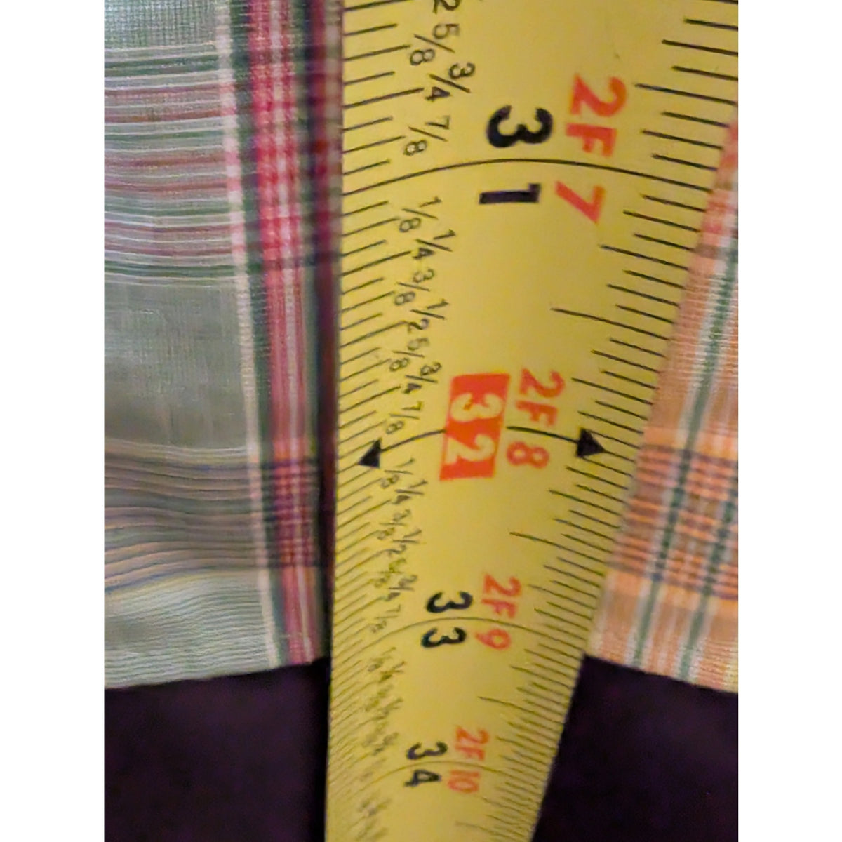 Lands' End Mint Plaid No Iron Tailored Fit Button Front Mens' Size 16-33 Shirt