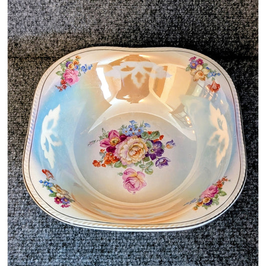 Vintage Crown Ivory Large Serving Bowl Floral Design Japan 11 30