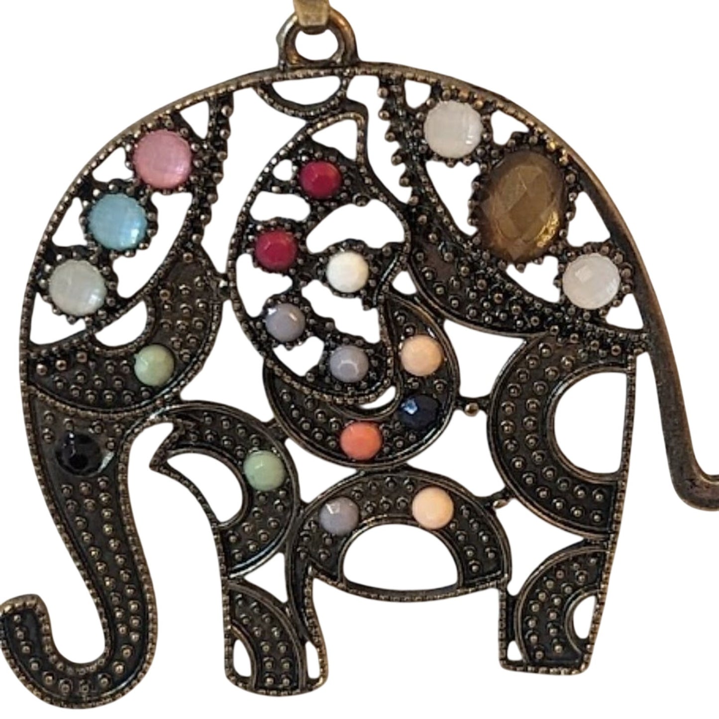 Vintage Avon Antique Gold Tone Metal Elephant Pendant Necklace