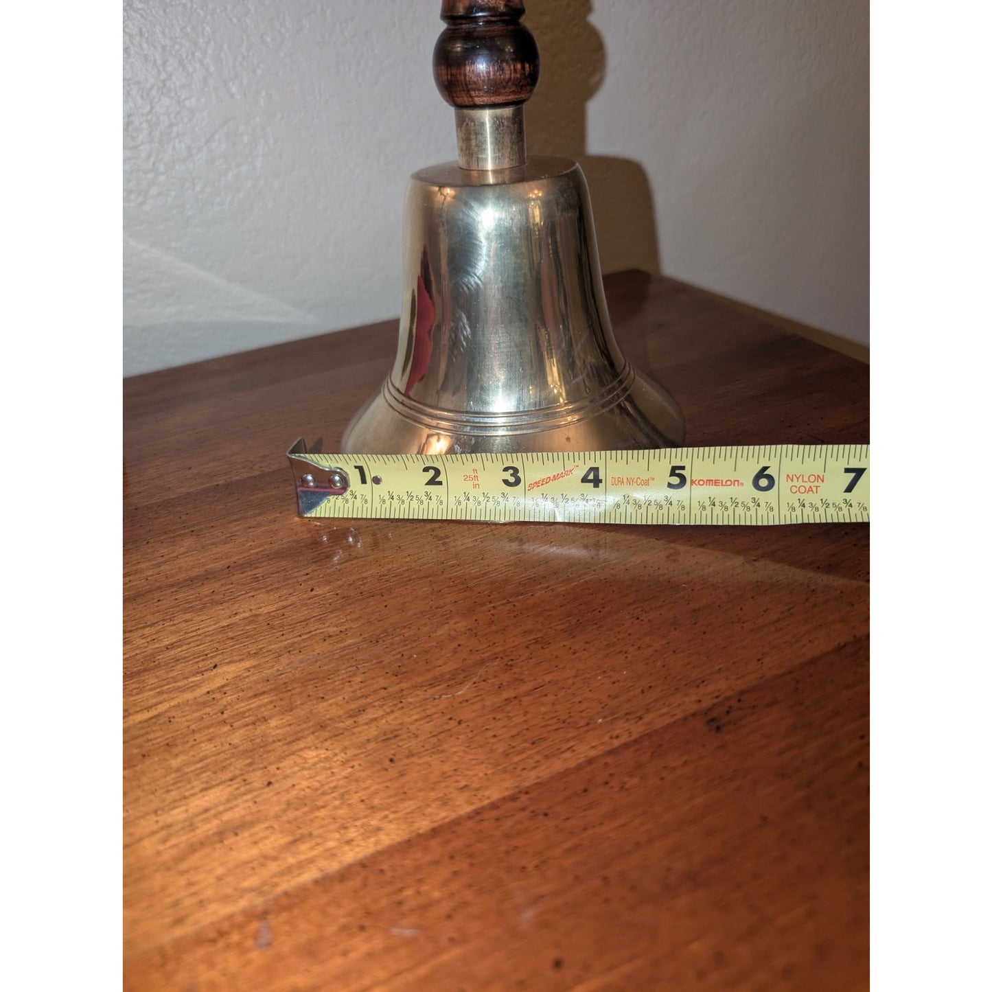 Vintage Brass English Schoolmaster Desk Bell Wood Handle