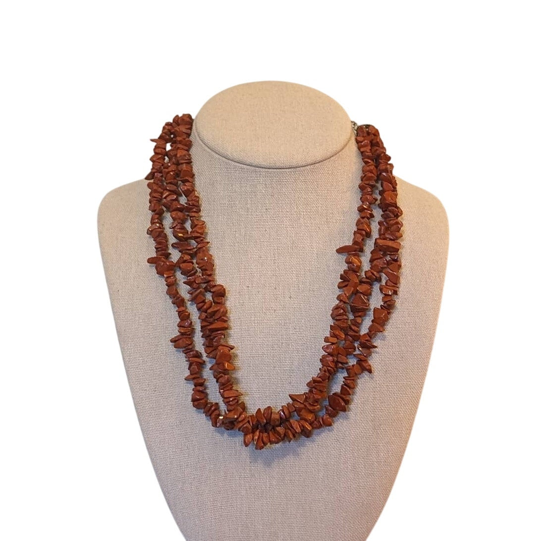 EsMor Three Strand Jasper Stone Necklace
