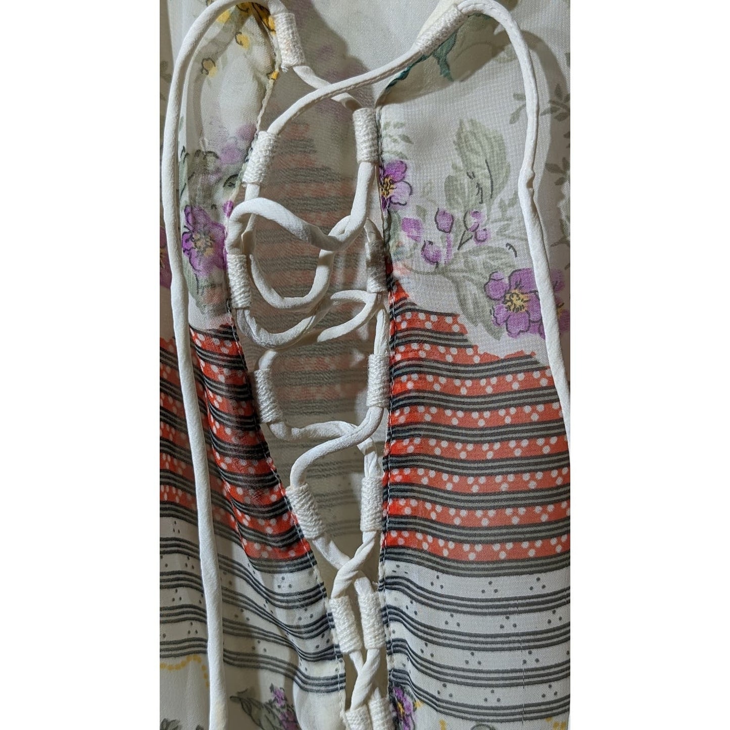 Free People Falling for Georgette Mini Lace Up Casual Floral Print Dress Sz SP