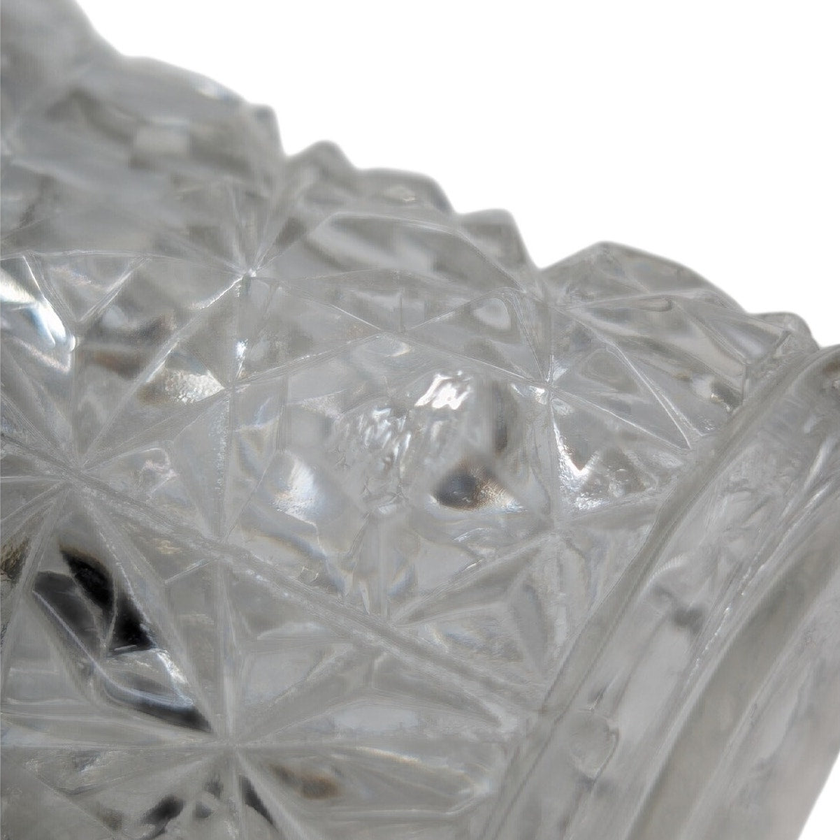 Vintage Clear Cut Glass Cruet W/ Damaged Stopper