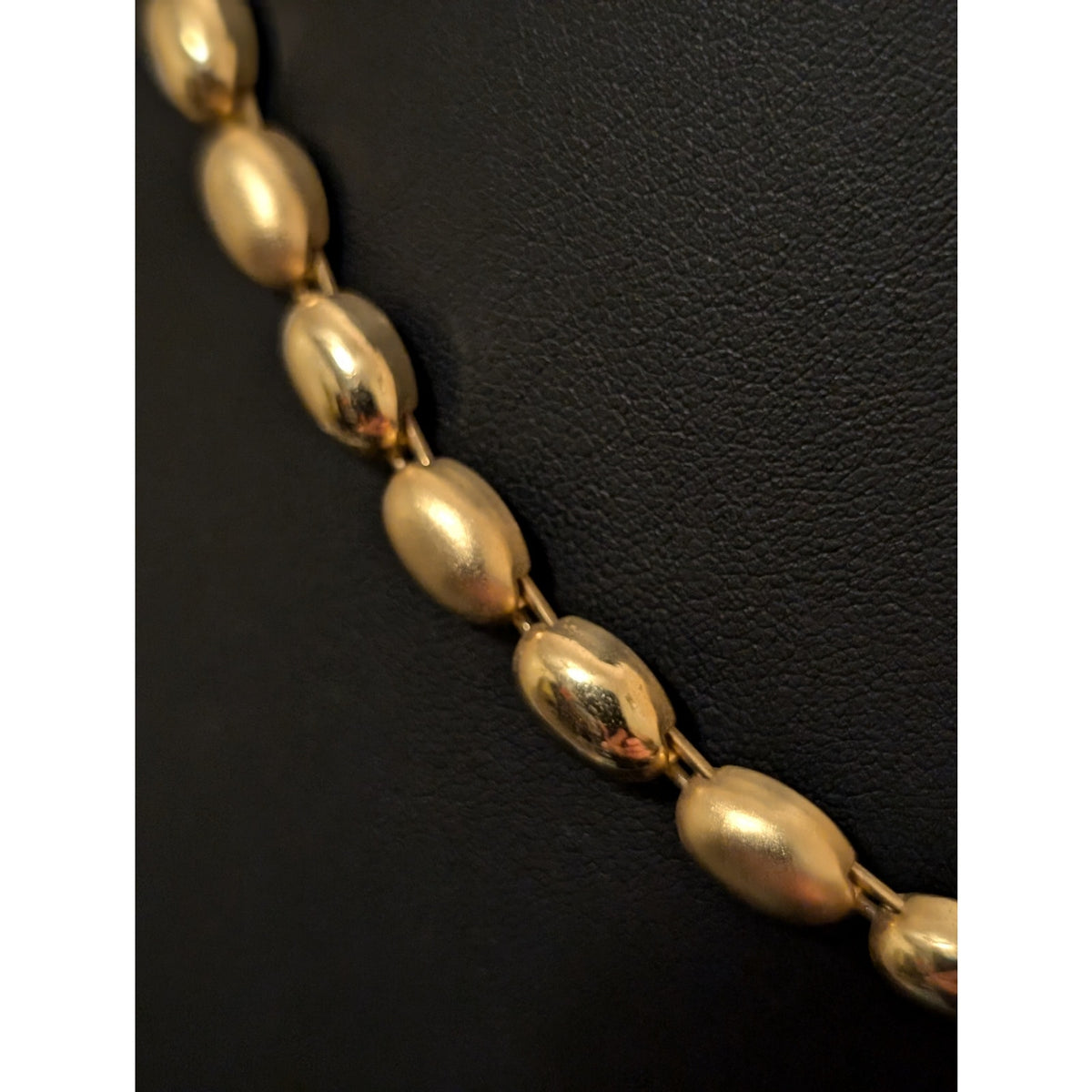 Satin & Polished Finish Gold Tone Beaded 18"-20.5" Necklace