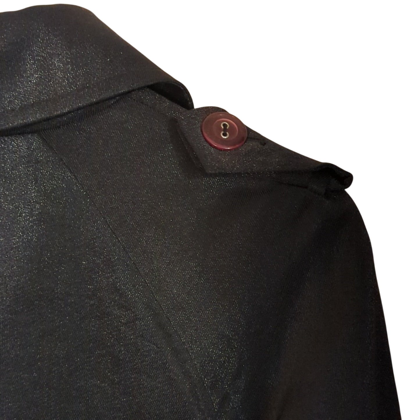 Style & Co. Black Shimmer Double Breasted Trench Coat Women's Size M