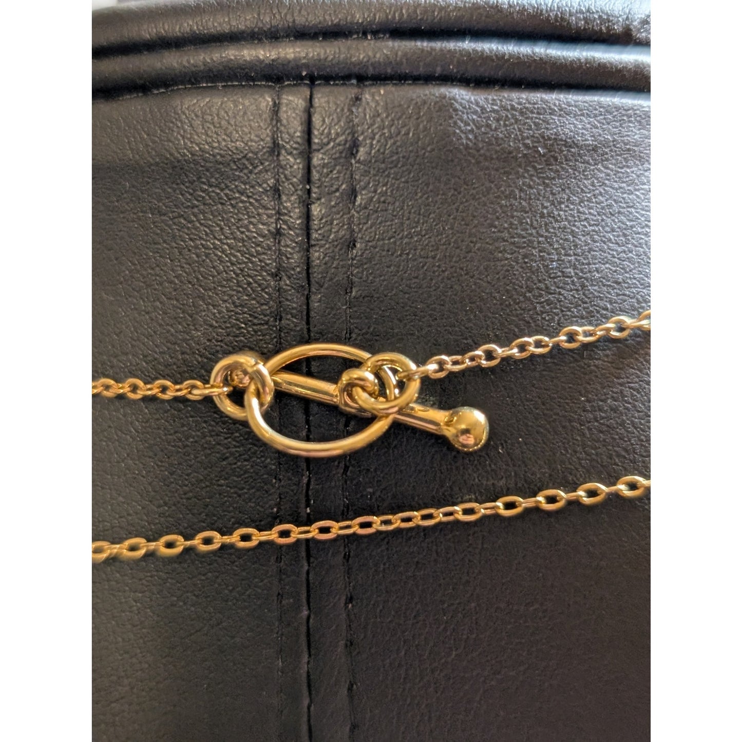 48" High Polished Brass Curved Loopy Station Chain Toggle Clasp Necklace