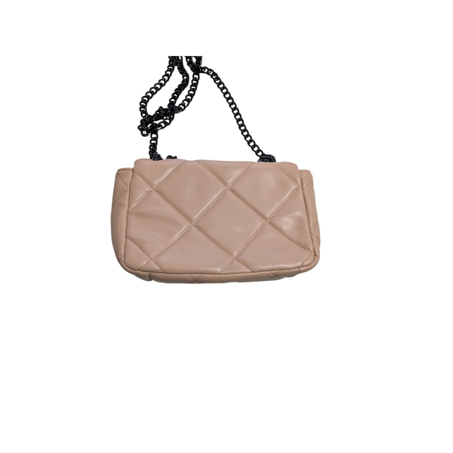 Badgley Mischka Blush Pink Black Diamond Quilted Logo Messenger Chain Strap Bag