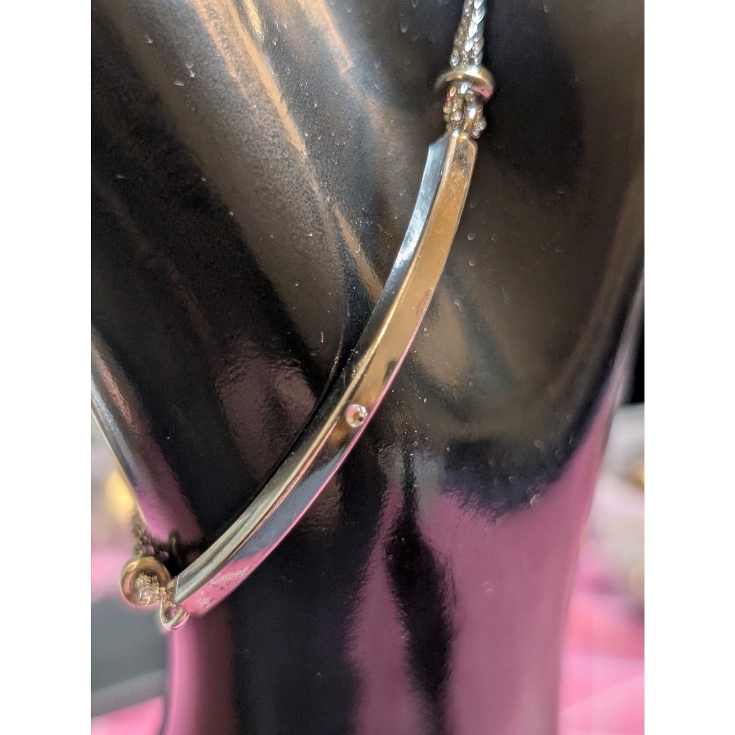 VTG Dyadema 925 Italy Sterling Silver Crystal Bar Chain Bracelet 7"-8" Long