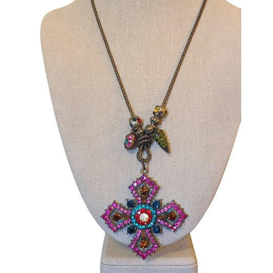 Rhinestone Cross Charm Pendant Necklace