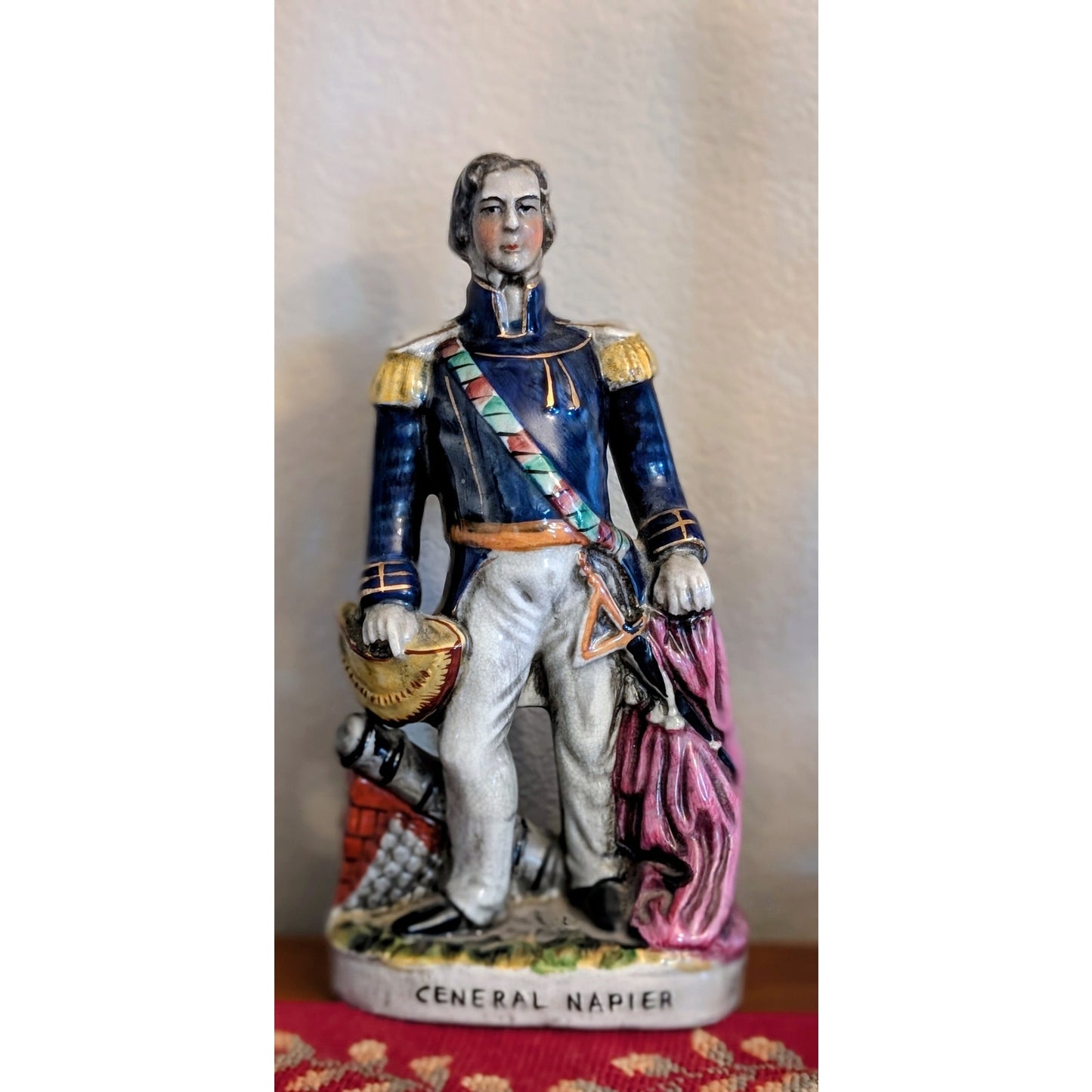Antique 1850 Unmarked Staffordshire 'Ceneral Napier' Misspelled 10.5" Figurine