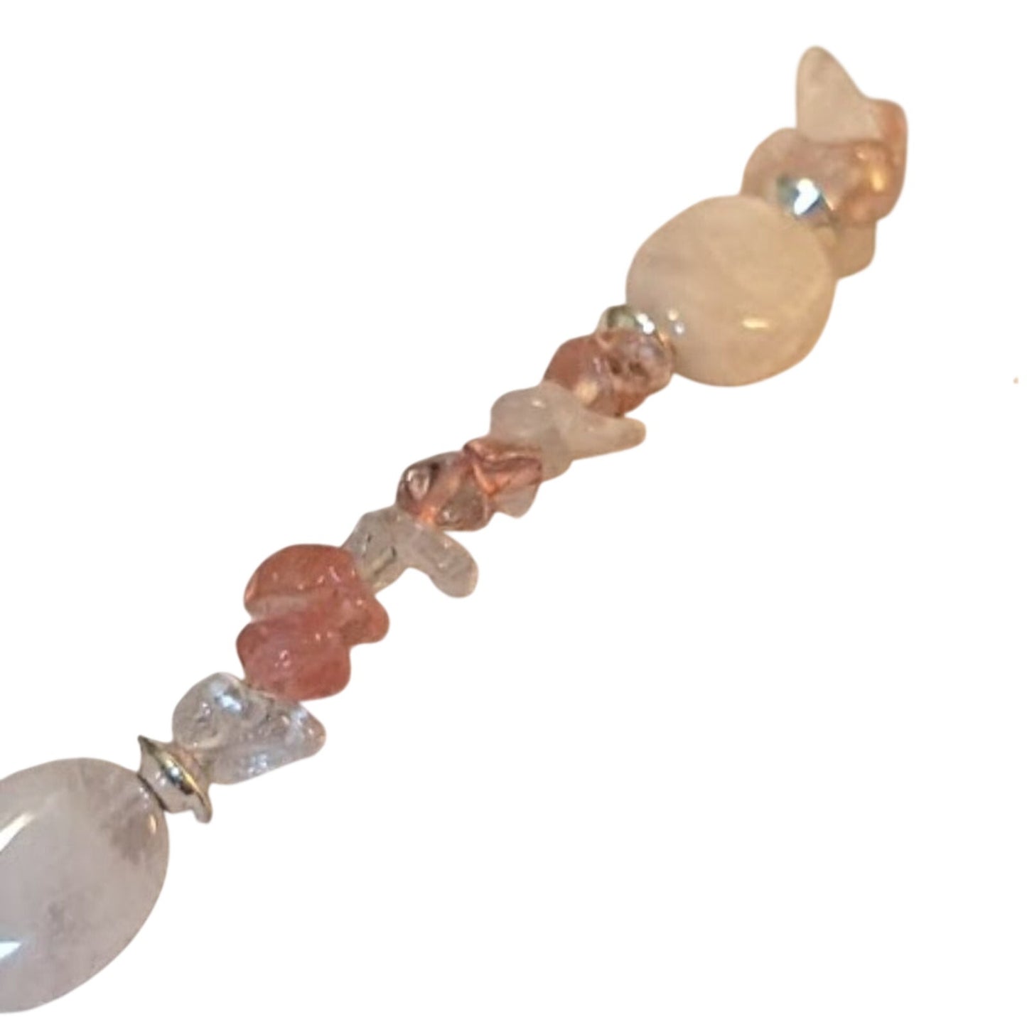 Chaps NWOT Pink Quartz Faux Pearl Silver Tone Beaded Necklace
