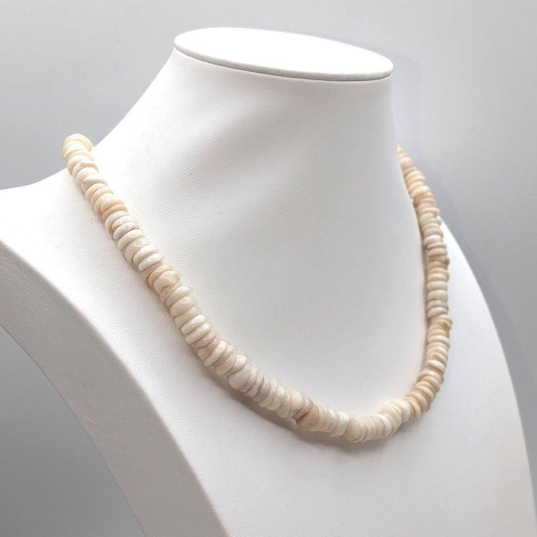 Vintage Genuine Large Puka Shell 18.5" Barrel Clasp Necklace