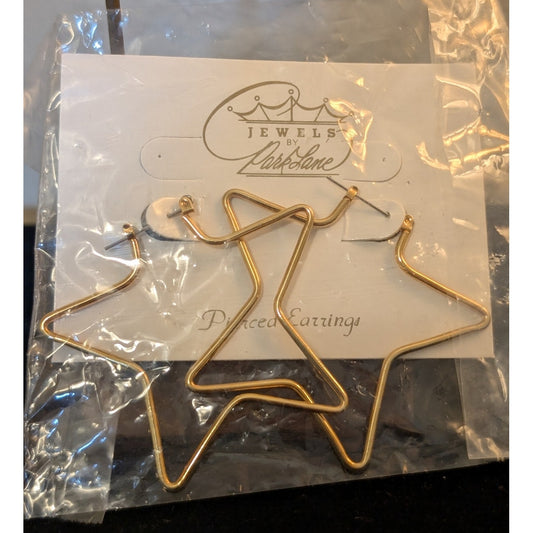 Park Lane Large Gold Tone Star Snap Down Bar Pierced Earrings NWT