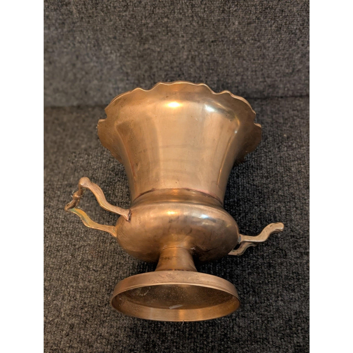 Vintage Embossed Brass Pedestal Champagne Bucket Urn With Handles
