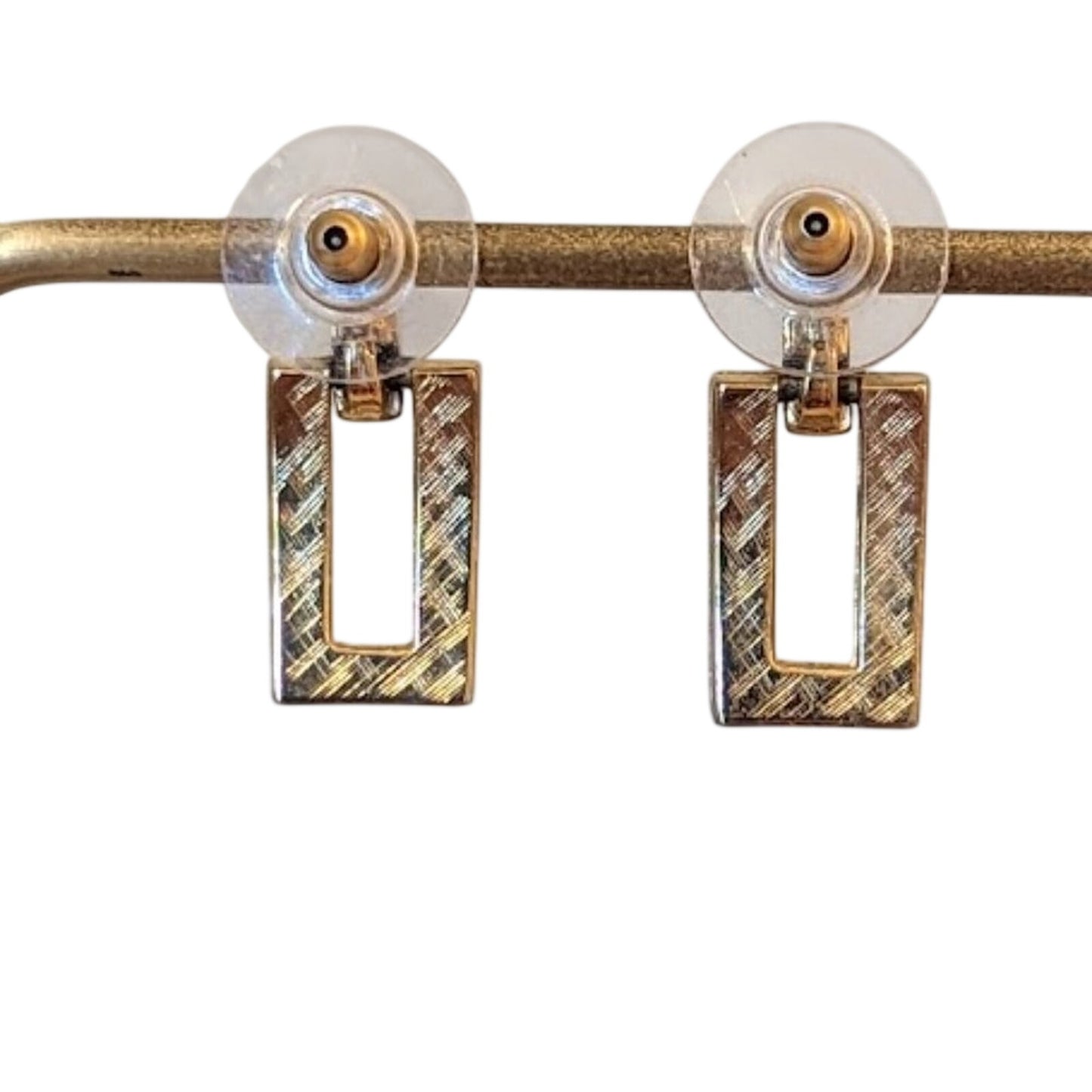 Gold Tone Doorknocker Rectangle Earrings