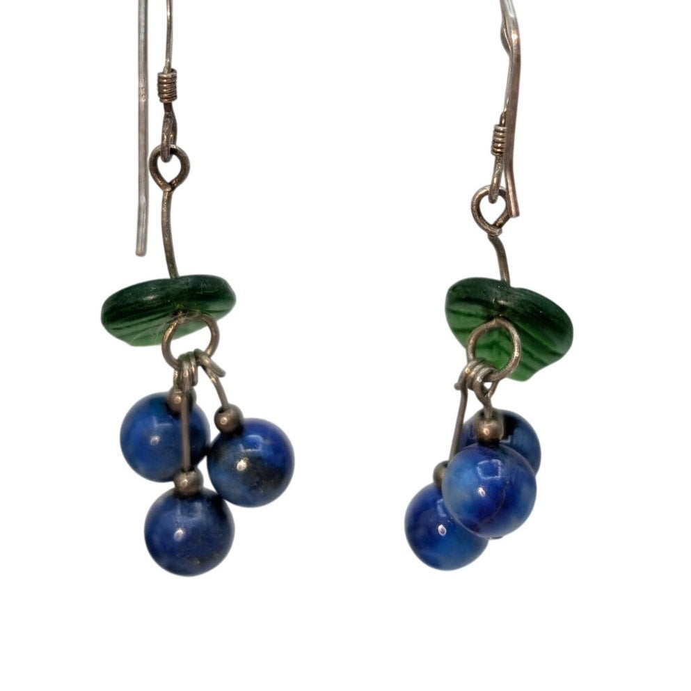Vintage Gemstone Blueberry Dangle Earrings