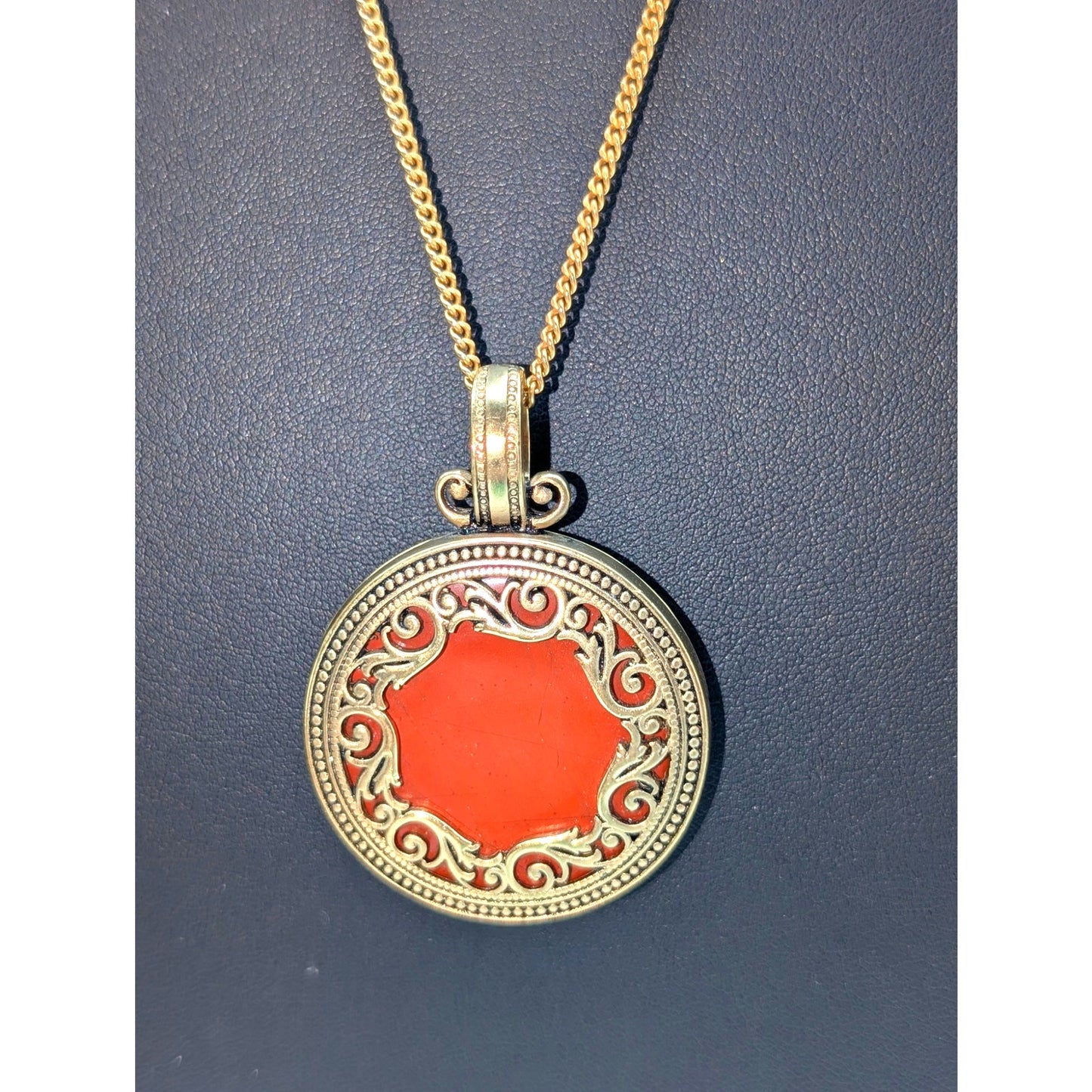 Vtg Premier Design Gold Tone Double Sided Filigree Necklace & Dangle Earring Set