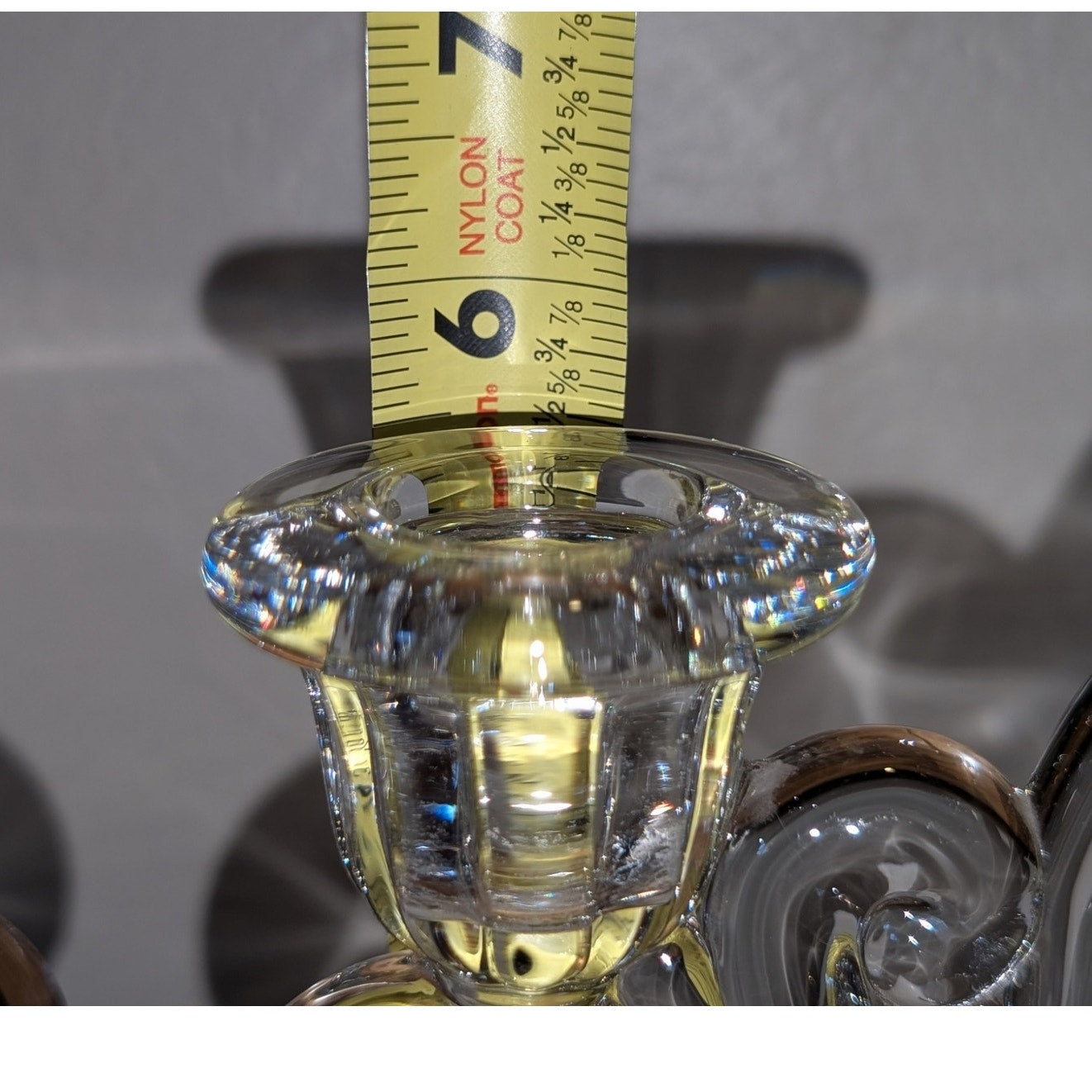 Clear Glass Double Light Candlestick Round Base