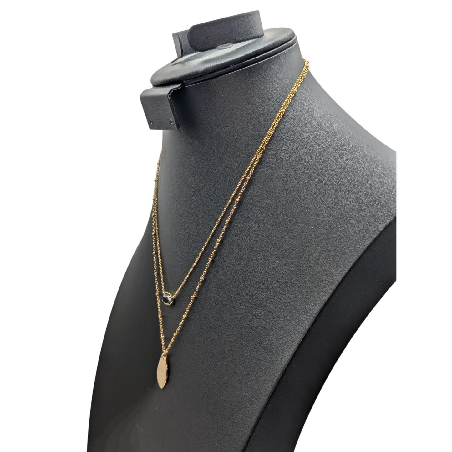 Gold Tone Double Strand Chain Pendant 16"-18" Necklace