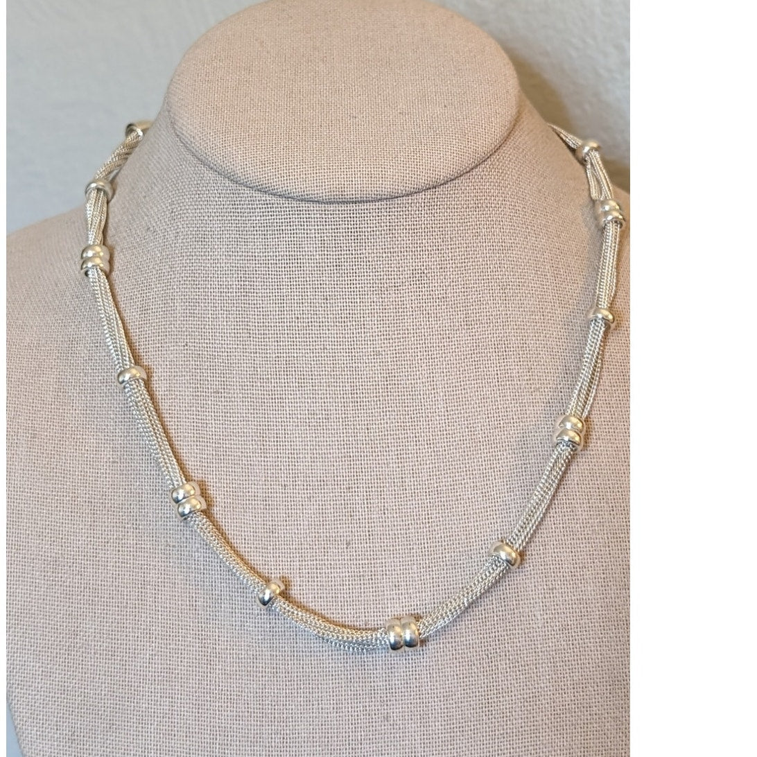 Dana Buchman Silver Tone Multi Chain Beaded Station Necklace NWOT