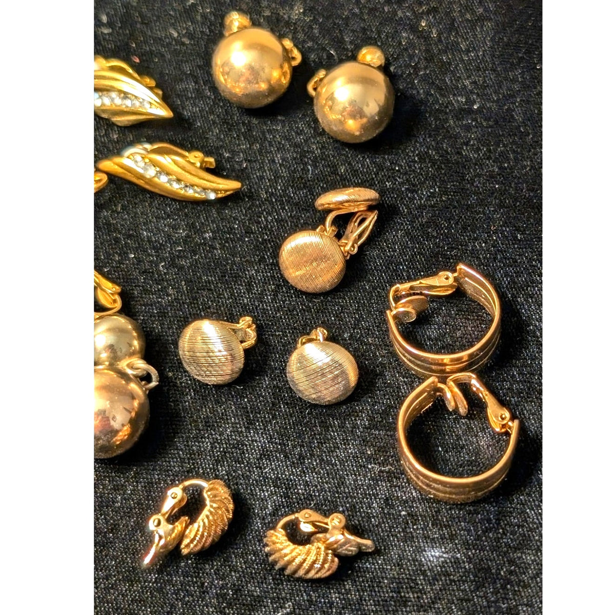 Vintage Ten Predominantly Gold Tone Clip On Earrings
