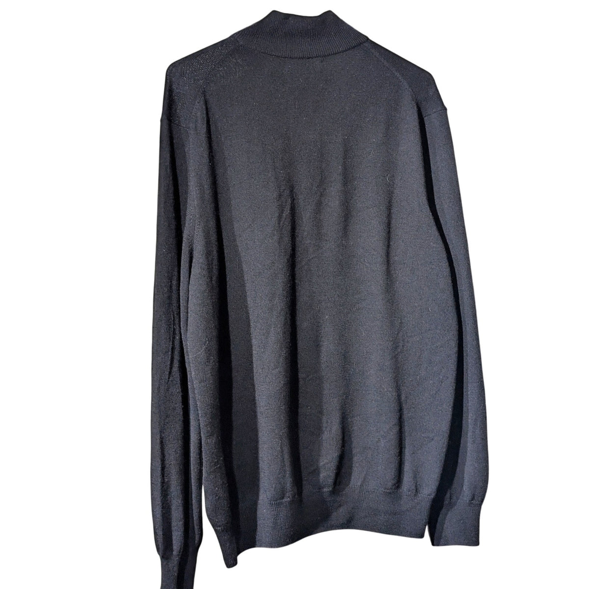 Black Brown Made in Italy 100% Extra Fine Merino Wool Quarter Zip Sweater Mens L