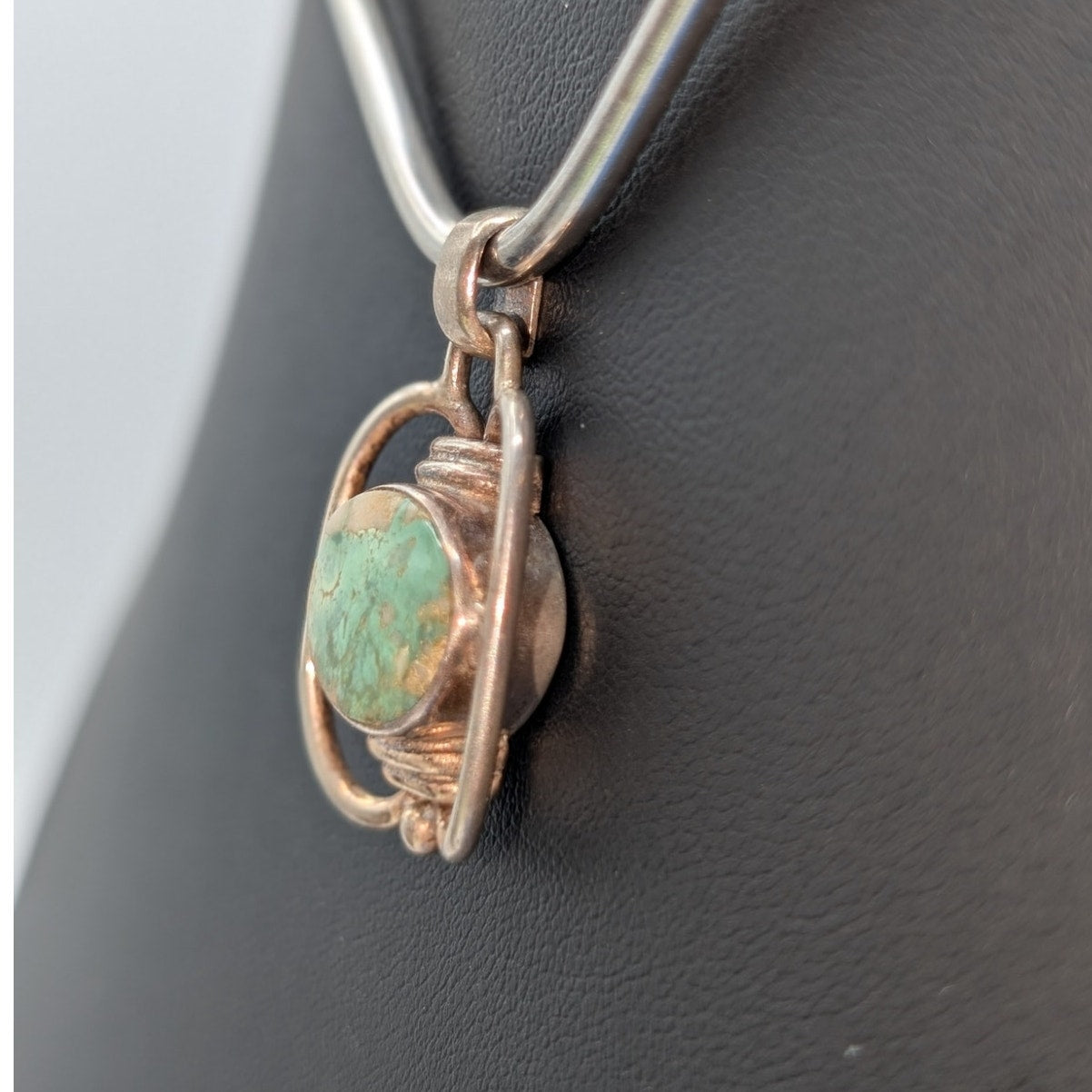 Vintage Marked and Tested 925 Sterling Silver Blue Green Stone Pendant (Only)