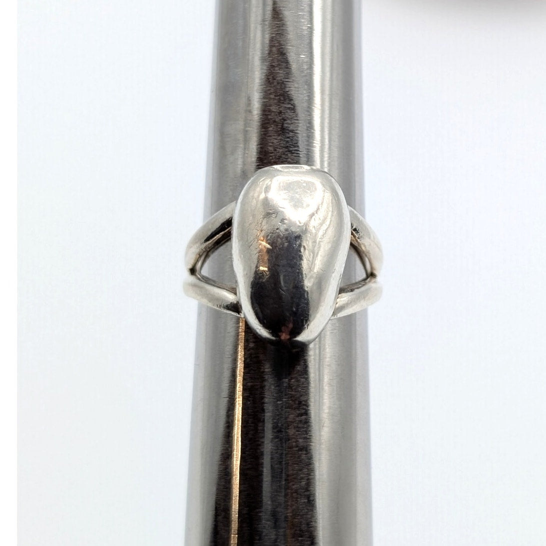 925 Sterling Silver Chunky Oval Split Shank Minimalist Modernist Ring Size 6.75