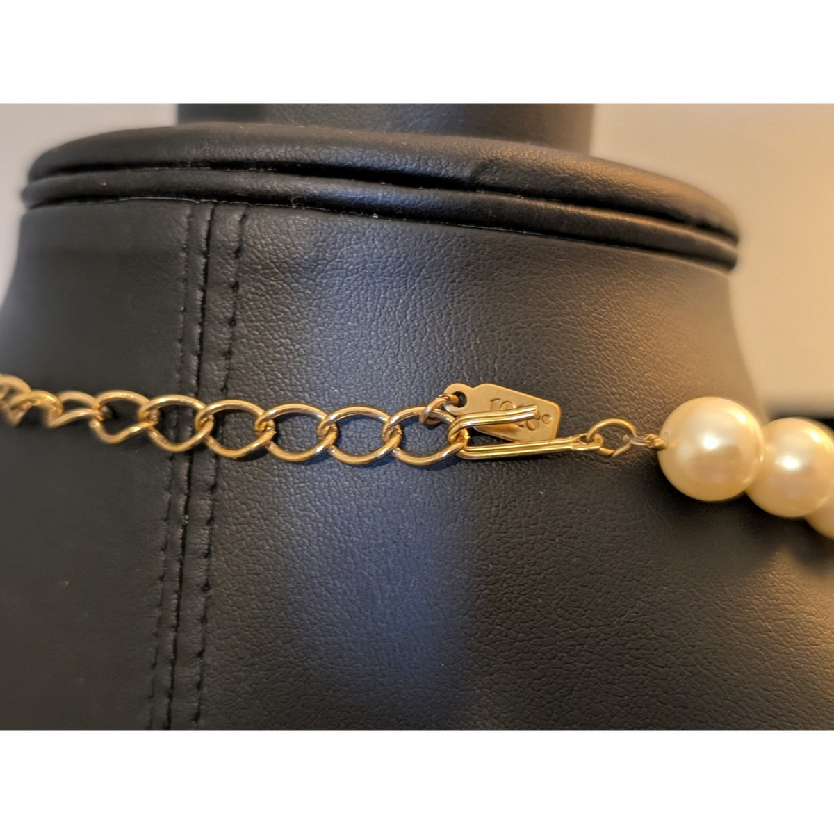 1928 Faux Pearl Purple Pink Gold Bead 17"-19.5" Necklace