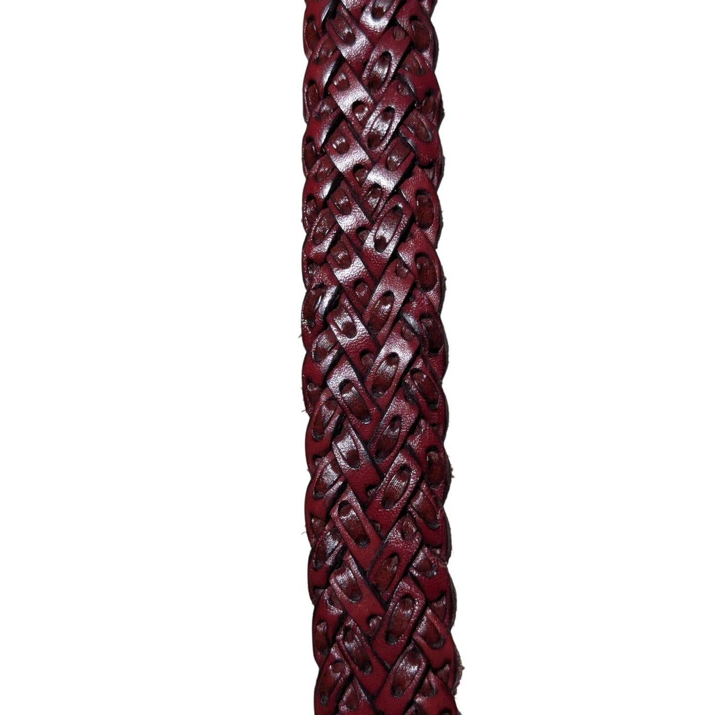 Rare Vtg M & P Hand Crafted in Mexico Hand Tooled Red Leather Braided Belt Sz 30