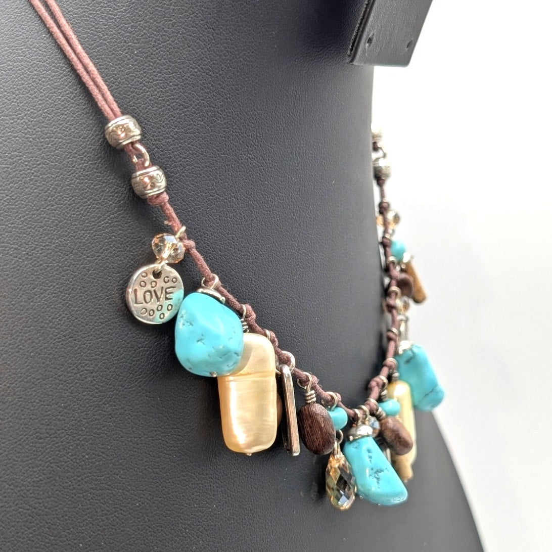 Brighton Imagine Love Peace Gratitude Charm Dangle Necklace & Bracelet Set