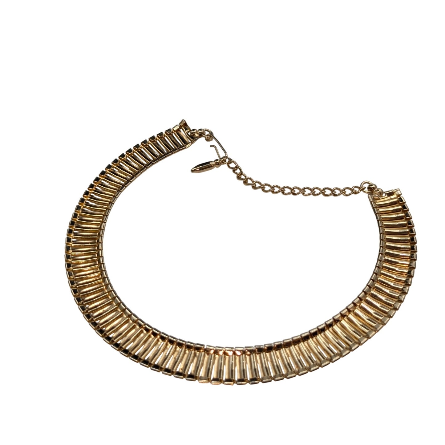 Vintage Egyptian Revival Gold Tone Choker Hook Clasp 13"-15.5" Necklace