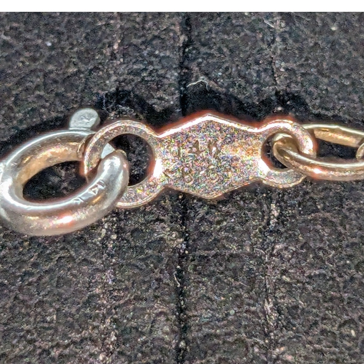 Vintage 14K White Gold 6 Diamond Letter 'H' Chain Necklace W/ Spring Ring Clasp