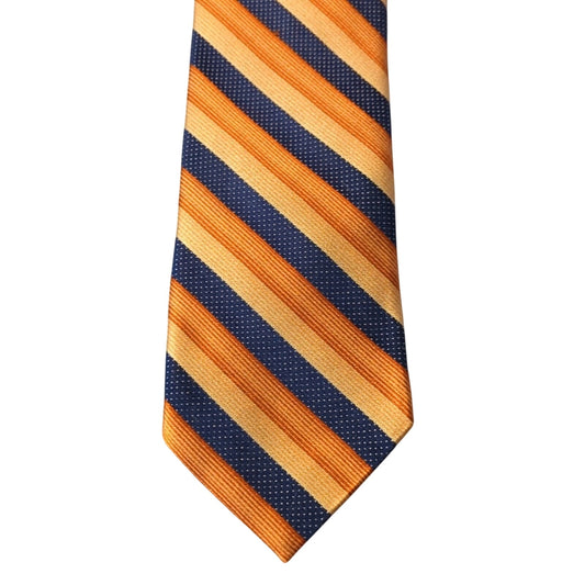 Ted Baker London 'Get Knotted' 100% Silk Orange/Navy Striped Made in the USA Tie