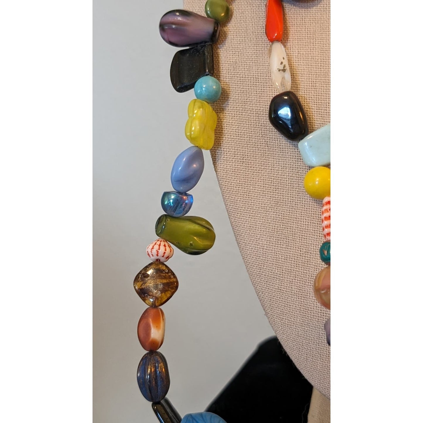 Long Multi Color Multi Shape Glass Bead Strung on Wire 64" Strand