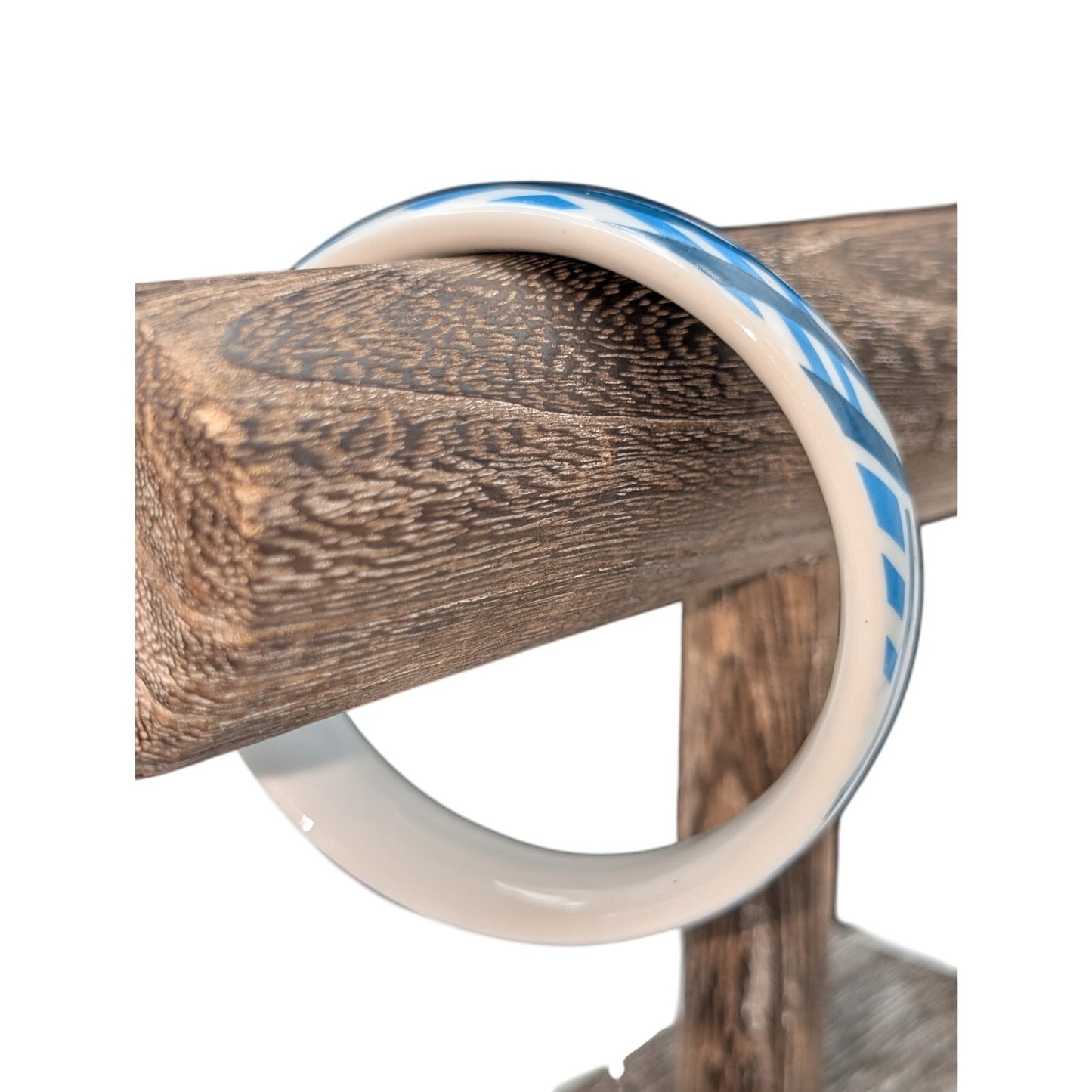 Ceramic Blue Teal Plaid Pattern Design Bangle Bracelet