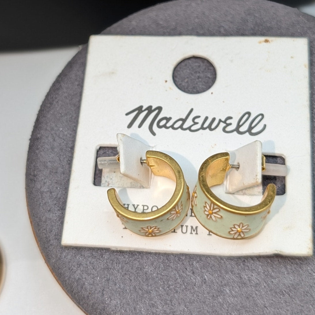 Lot of Seven Pair of Gold Tone Earrings Two Pair New With Tags