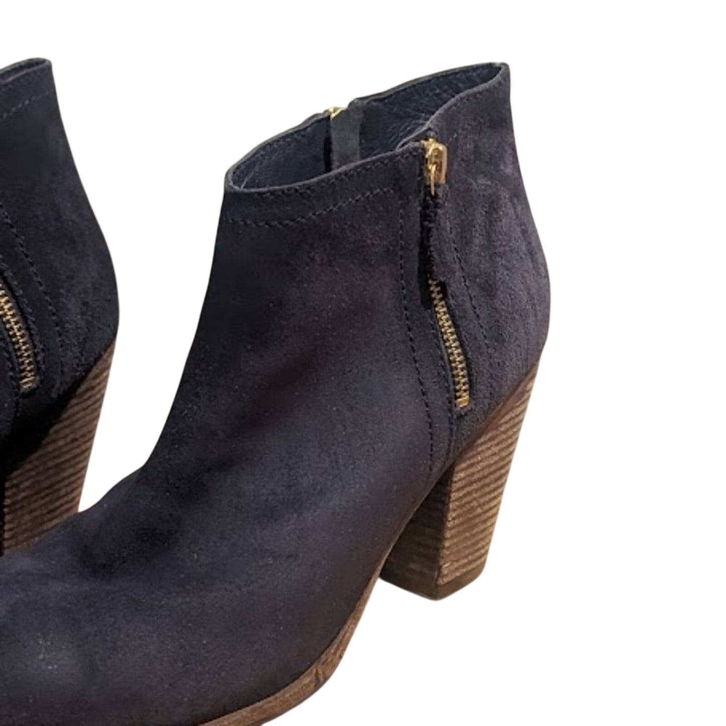 BODEN Women's Size 10.5" (EU 42) Navy Suede Side Zip Bootie with Cuban Heel
