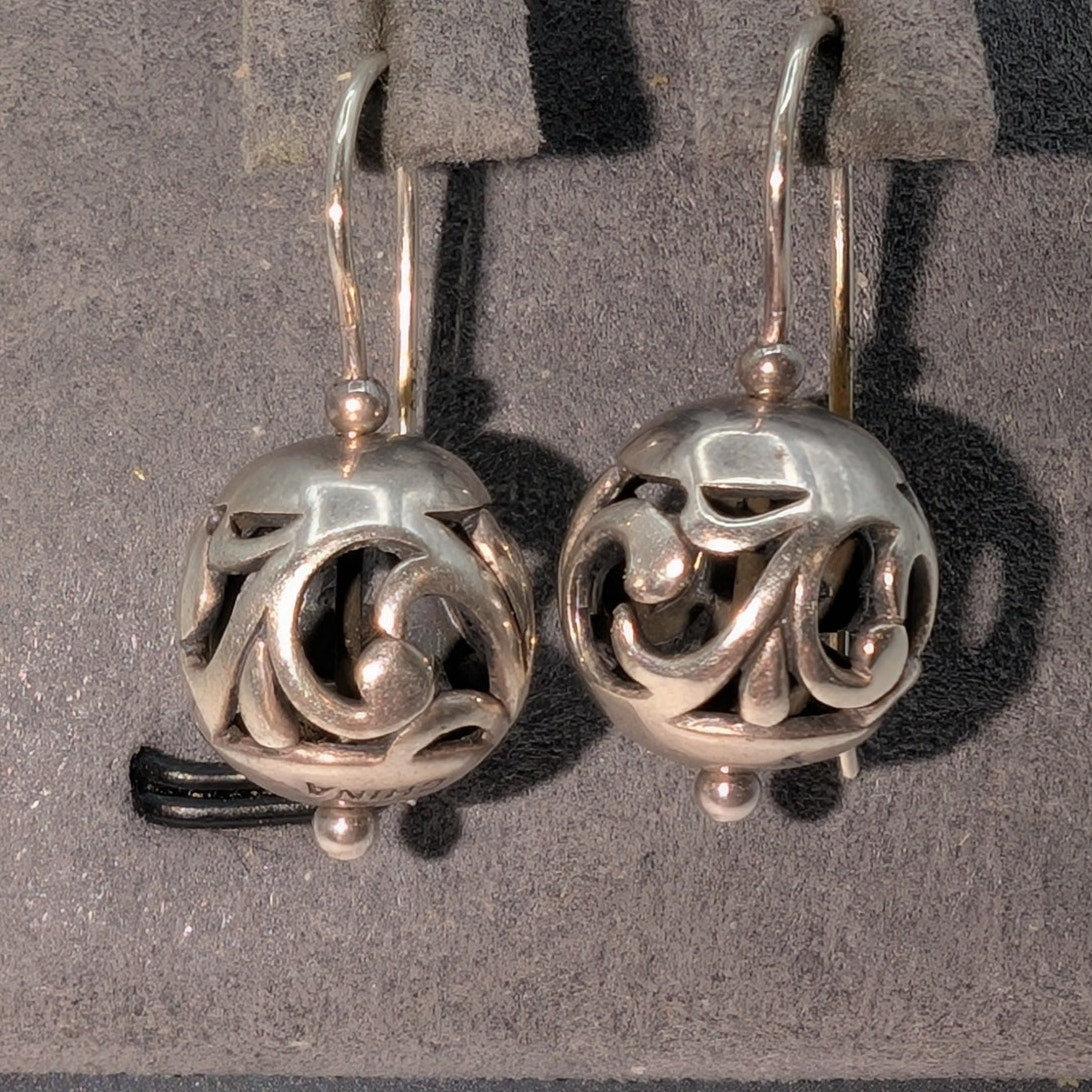 Silpada Designs Sterling Silver Simple Delight Filigree Ball Bead Drop Earrings