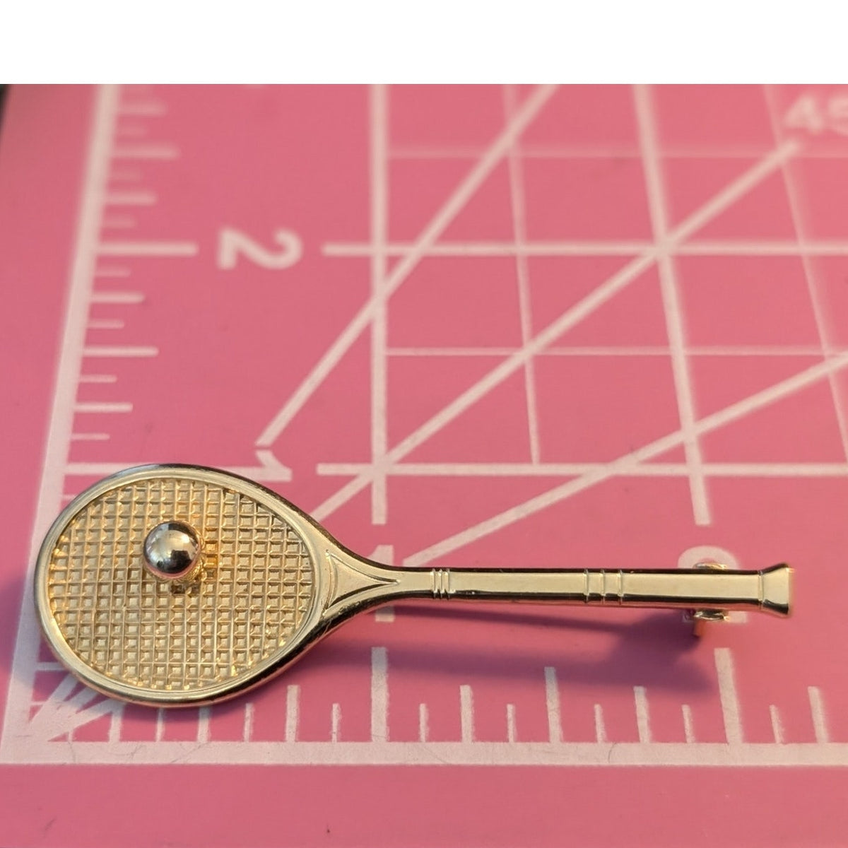 Whimsical Gold Tone Tennis Racket Pin