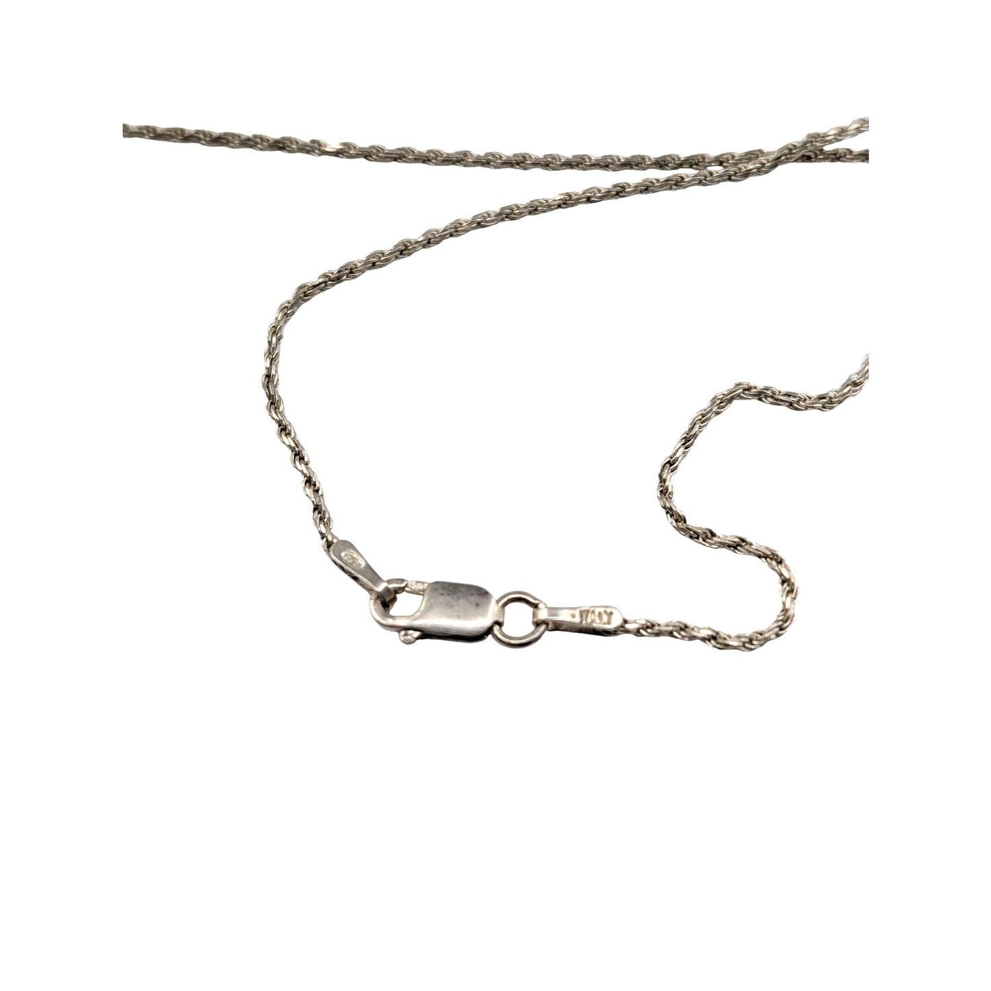 Vintage 925 Italy Sterling Silver Puff Heart Pendant Chain 20" Necklace