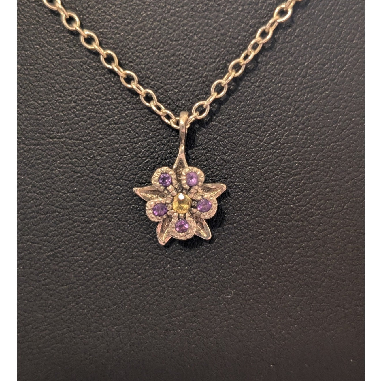 Brendan White Columbine Amethyst & Yellow Sapphire Sterling Silver 17" Necklace