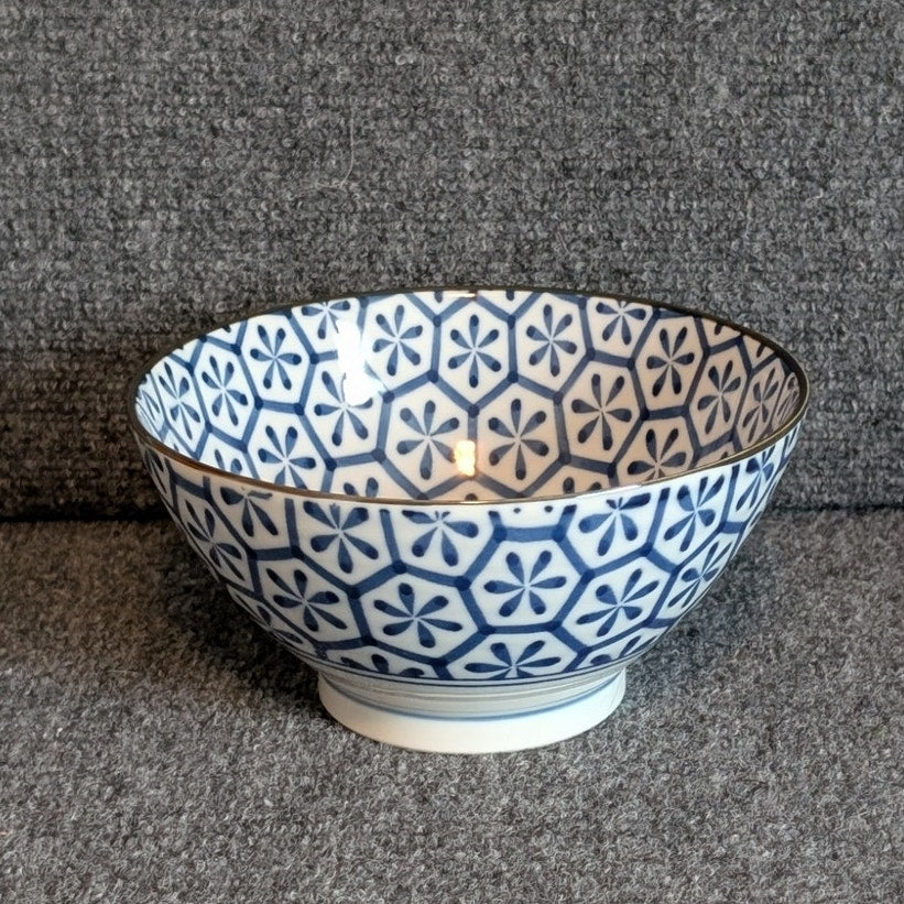 Blue White Made in Japan Rice Ramen Ceramic Bowl