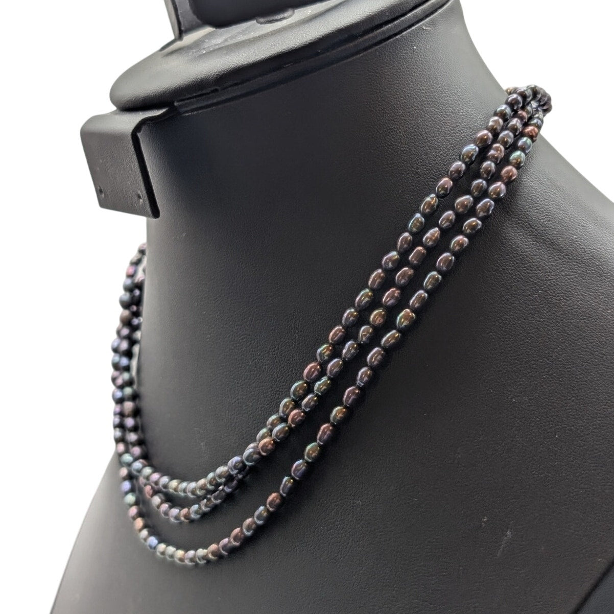 VTG Tahitian South Sea Baroque Pearl Triple Strand 925 Sterling Clasp Necklace