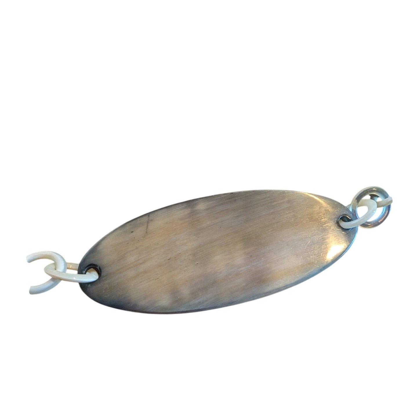 Artisan Created Boho Wood Look Lucite Oval Disk & Loopy Chain 32" Necklace