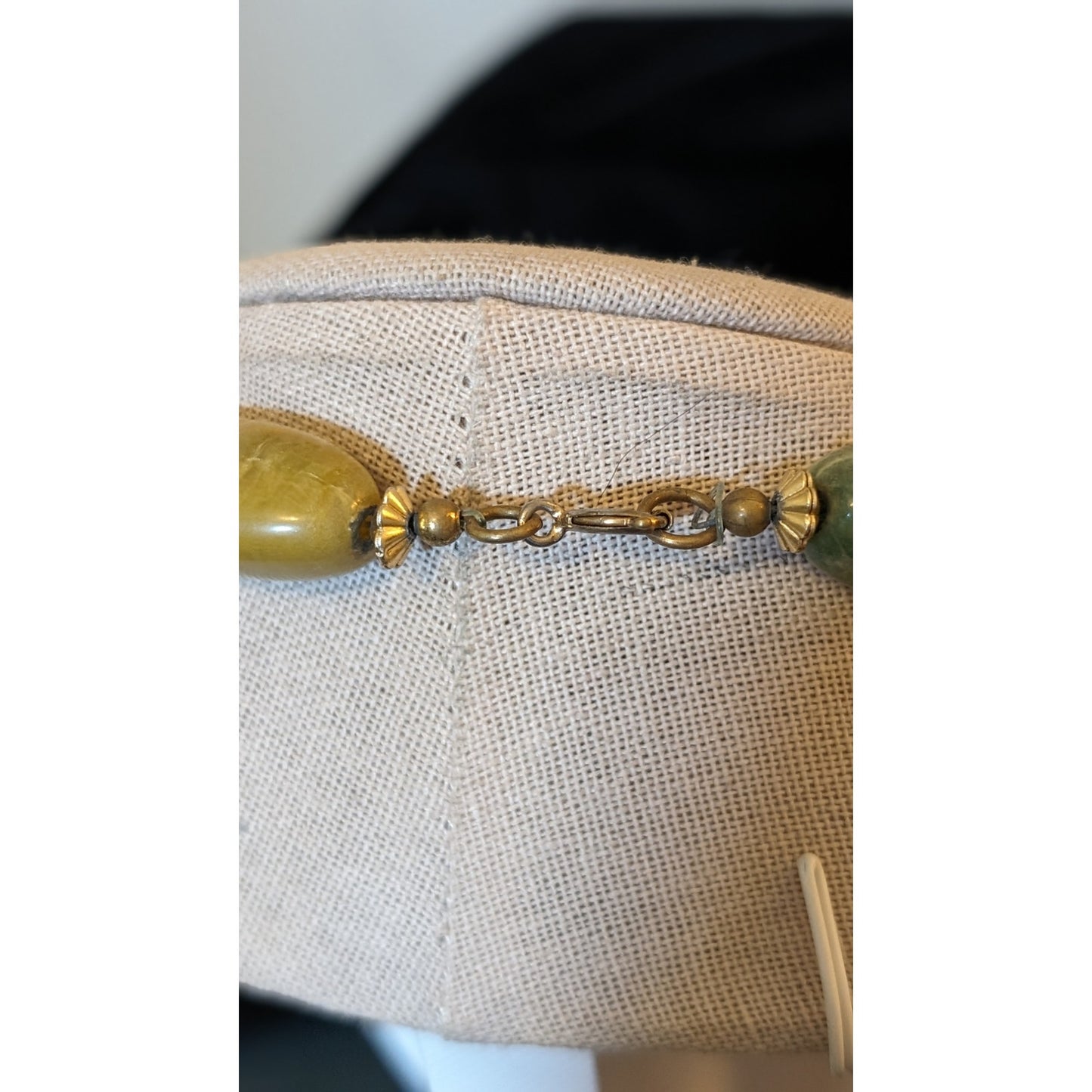 Vintage Earthtone Elongated Acrylic Bead Filigree Spacer Bead 34" Necklace