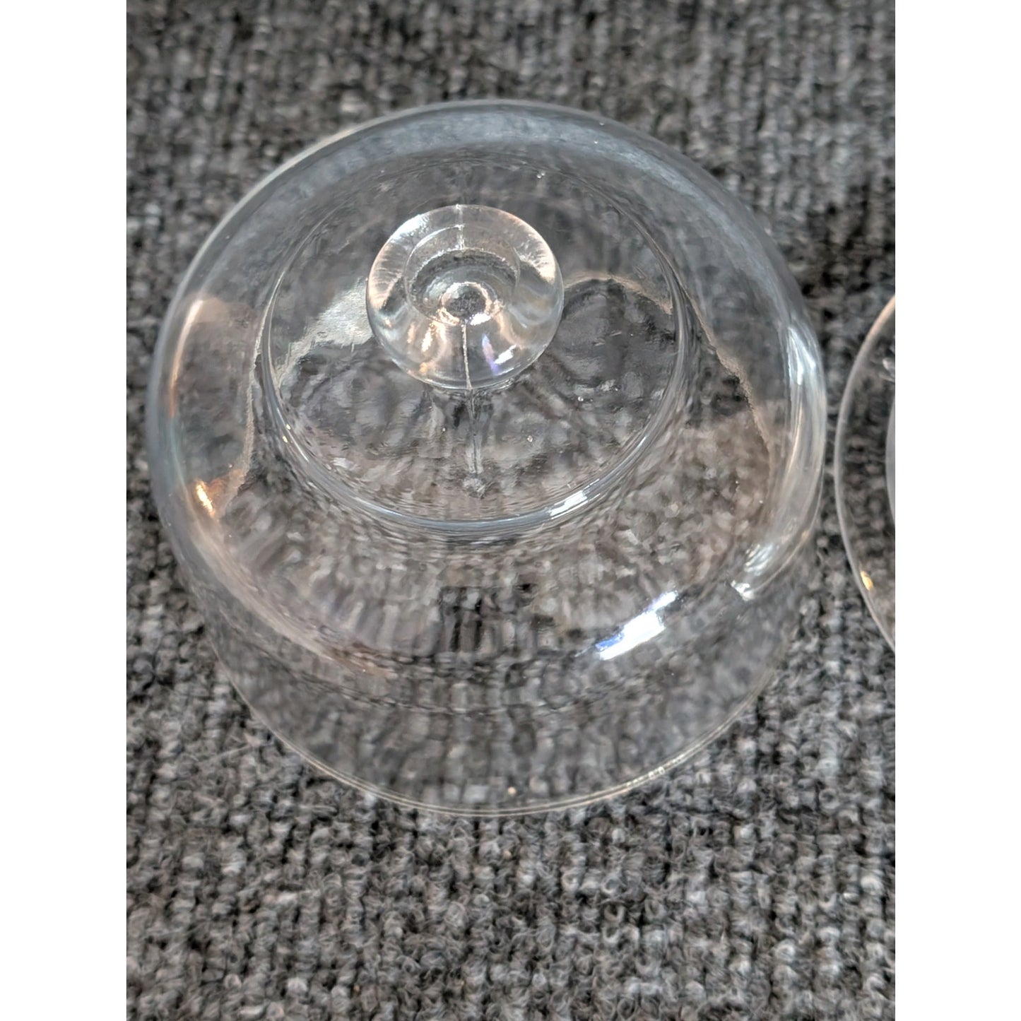 Vintage Clear Glass Small Cheese/Pate Serving Dish With Dome Cloche Lid